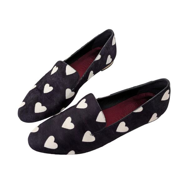Burberry Prorsum Pony Hair Printed Loafers Hearts EU 39 US 9 Womens Luxury Shoes - Picture 1 of 10